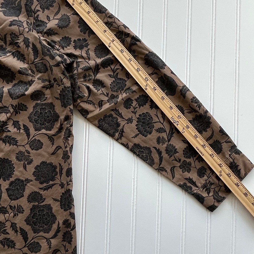 Roaman's Button Down Shirt 18W Brown Excellent Floral Print Long Sleeve Blouse - Picture 8 of 10